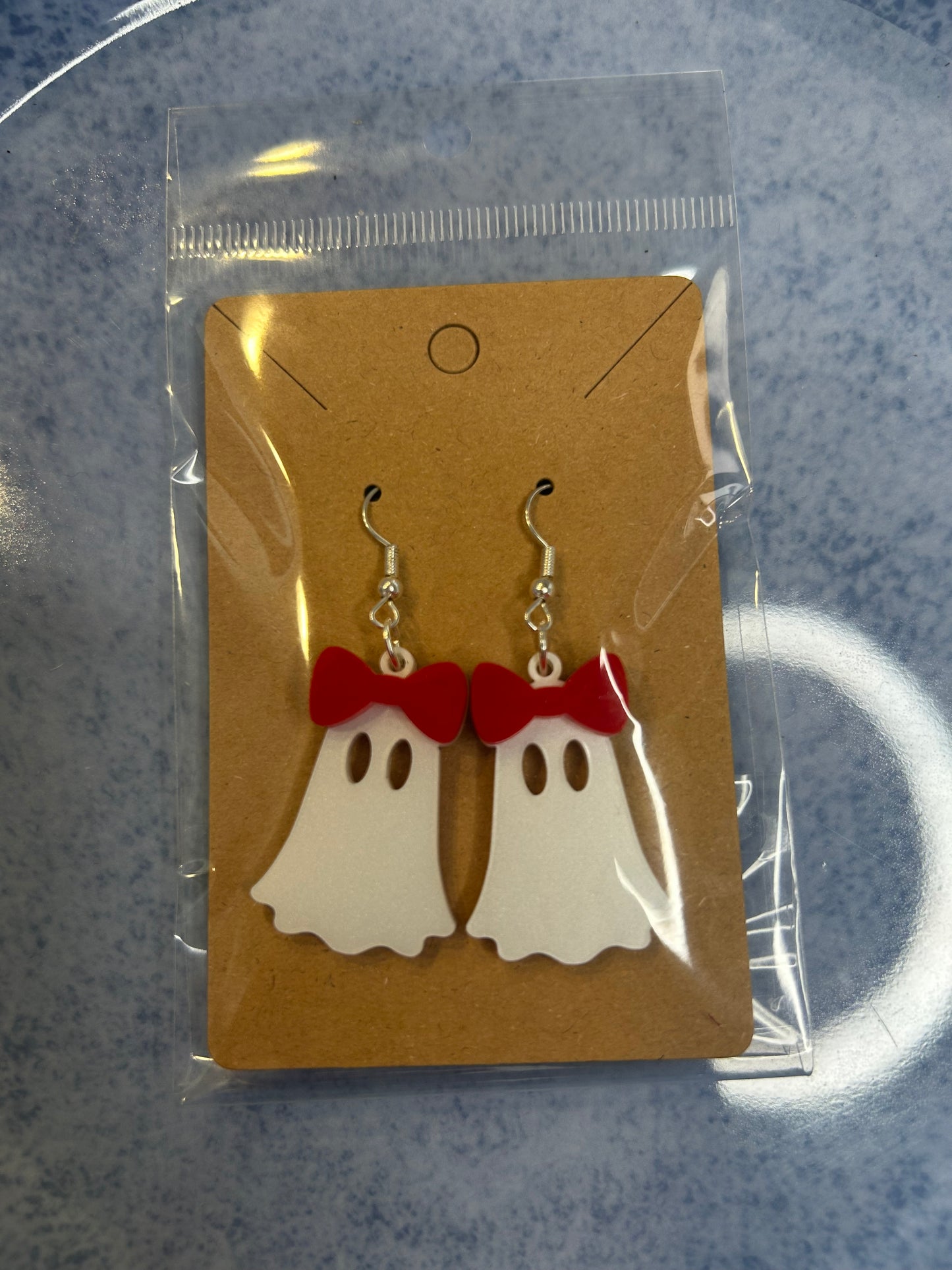 Ghost with Bow Dangle Earrings