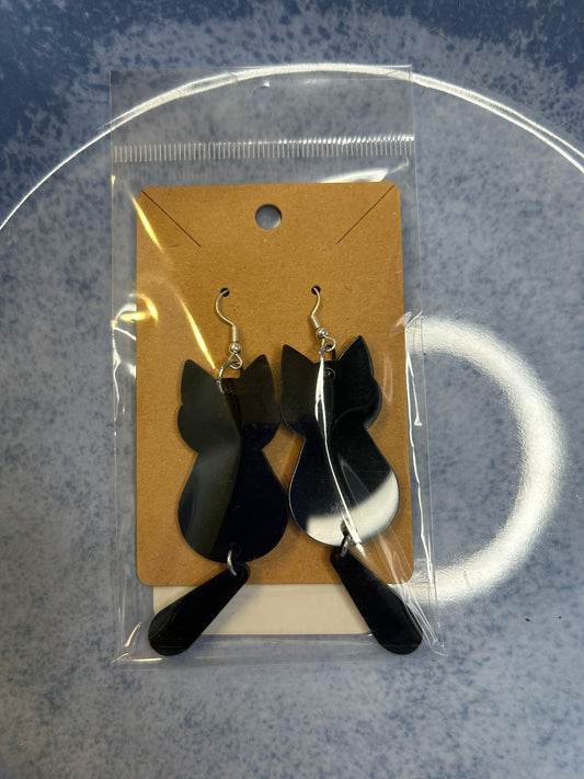 Black Cat Tail Dangle Earrings