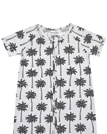 Bamboo Shorty Romper  | Palm Style White