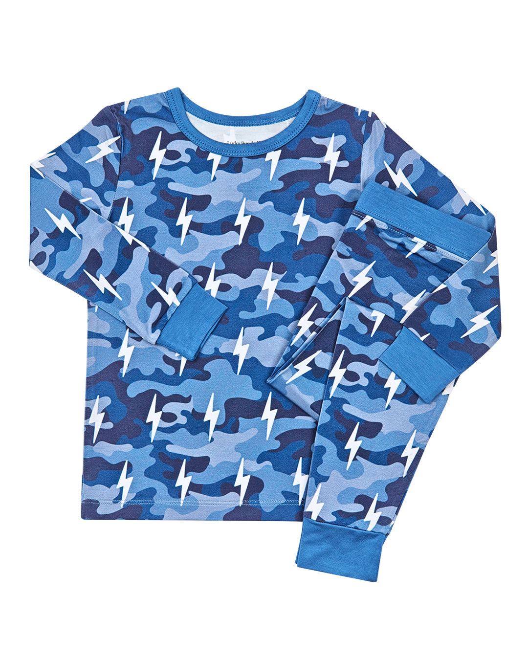 Bamboo Two Piece Set | Blue Camo Bolts