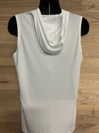 Sport-Tek® Sleeveless Hoodie – Lightweight Performance Gym Pullover (Black & White)