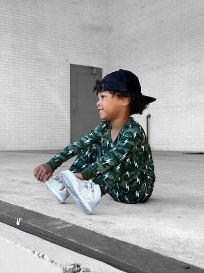 Bamboo Two Piece Set | Green Camo Bolts