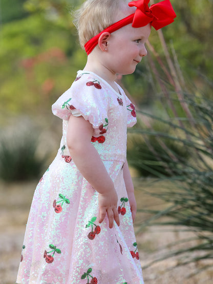 Sweet Cherry Sequins Cute Dress