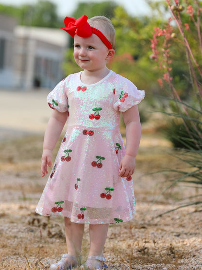 Sweet Cherry Sequins Cute Dress