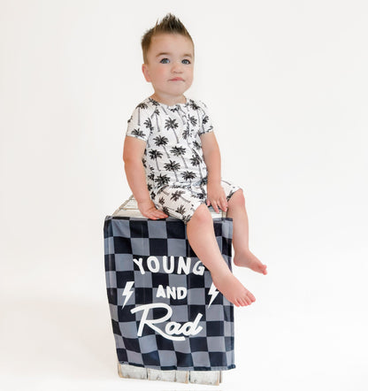 Bamboo Shorty Romper  | Palm Style White