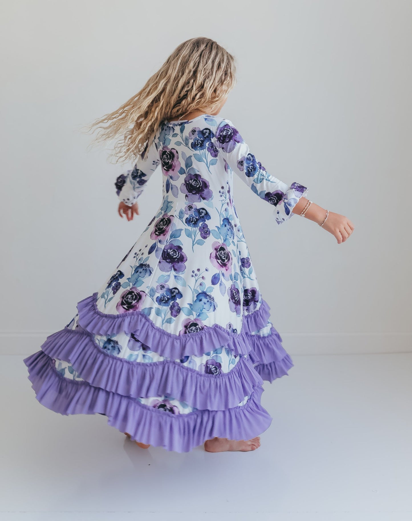 Lavender Floral Ruffles Dress