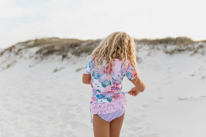 Sophie Lavender Floral Rash Guard Swimsuit