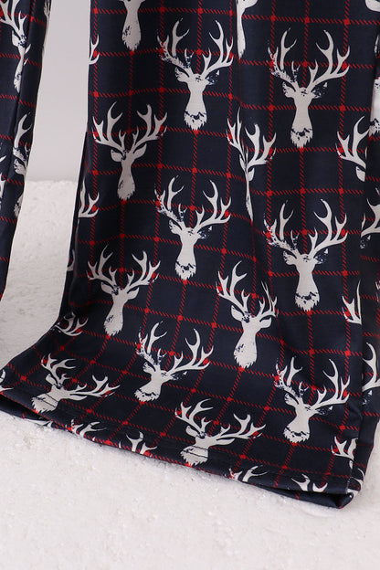 Navy deer print mom pajamas pants