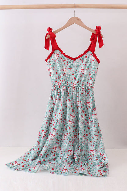 Strawberry goose print women dress