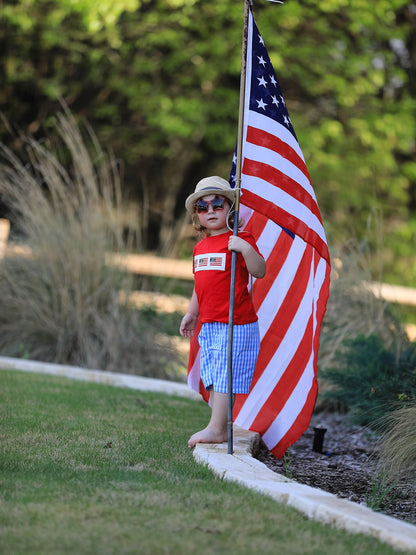 4th of july Flag Embroidery Smocking Boys Set