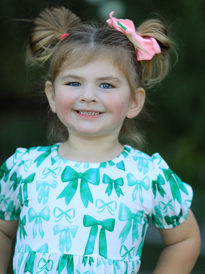 St. Patrick's Day Bow Top and Ruffled Leggings Girls Set