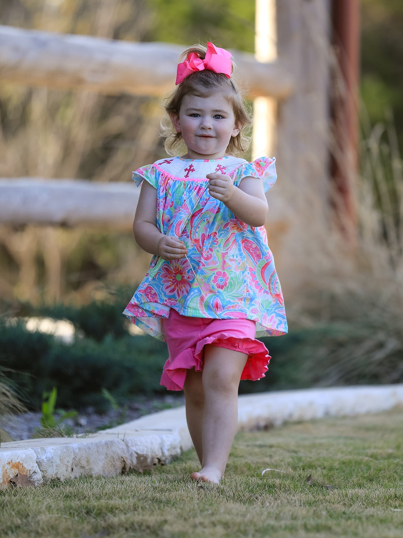 Easter Cross Smocking Embroidery Baby Girl Set