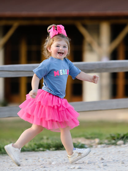 4th of july  “MERICA”Top Girls Gauze Skirt