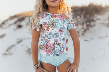 Olivia Mint Sea Rash Guard Swimsuit
