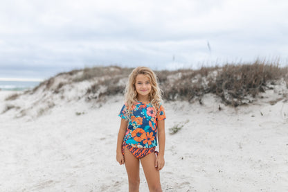 Olivia Navy Orange Rash Guard Swimsuit