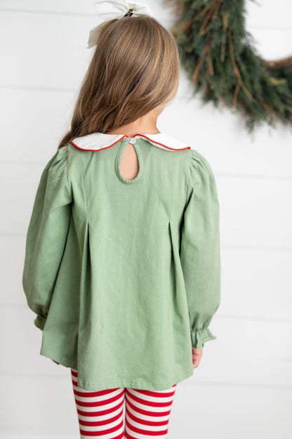 Green Candy Cane Stripe Santa Pant Set