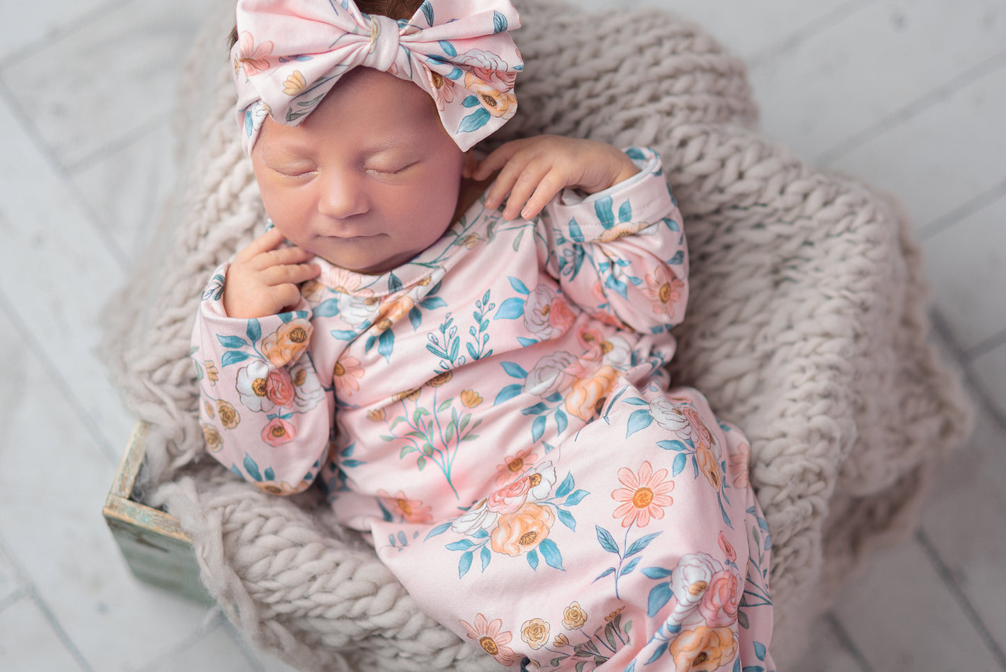 Pink Botanical Baby Gown