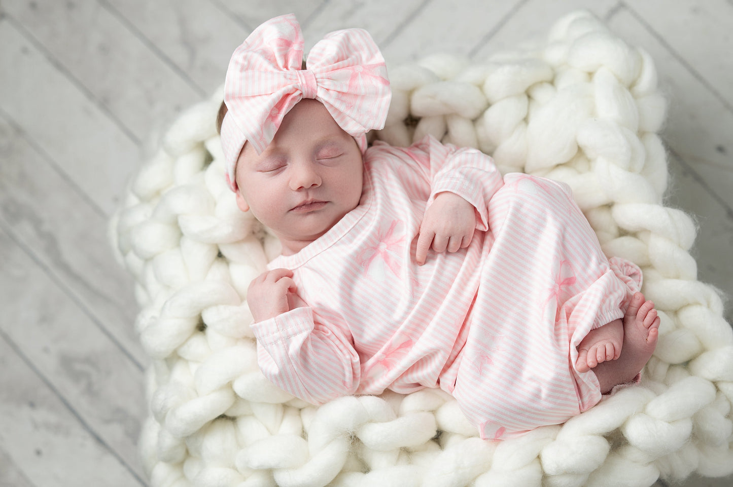 Pink Bows Baby Gown