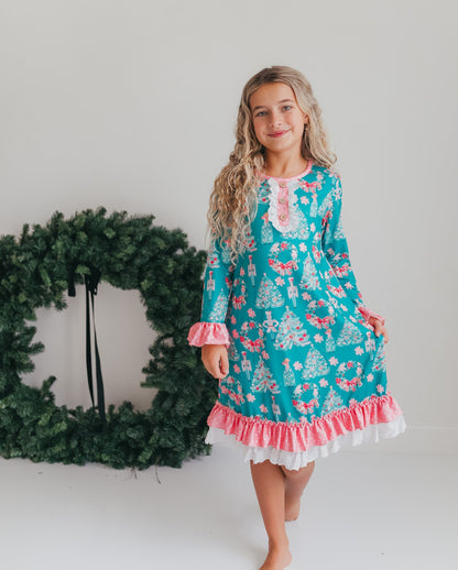 Pink Teal Nutcracker Lounge Gown