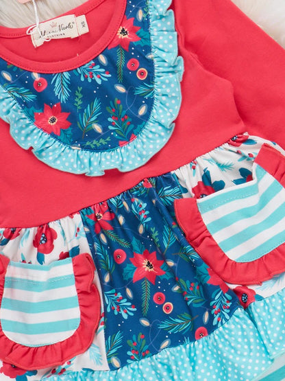 Poinsettias Pocket Flare Bells Outfit