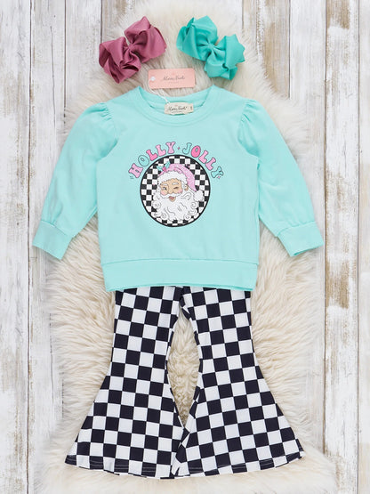 Santa Checkers Bell Bottoms Outfit