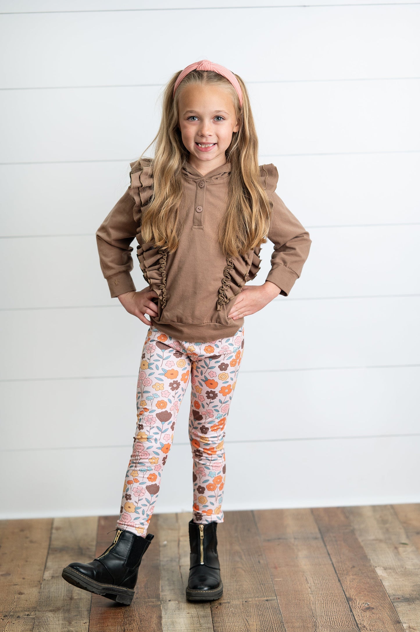 Chocolate Floral Ruffle Sweater Pant Set
