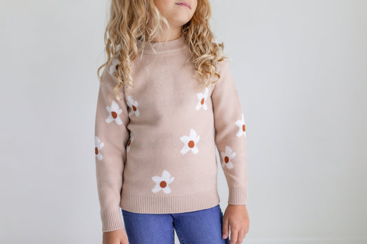 Beige Flower Sweater