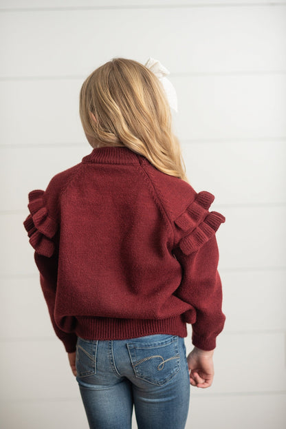 Wine Ruffle Sweater