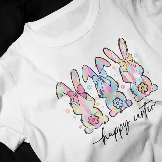 "Happy Easter" Pastel Bunny T-Shirt