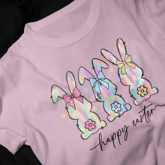 "Happy Easter" Pastel Bunny T-Shirt