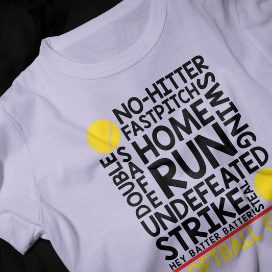 Softball Word Art T-Shirt – Game Day Essential for Every Fan