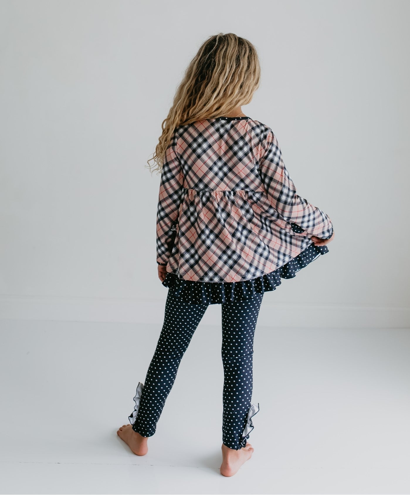 Tan Plaid Button Set