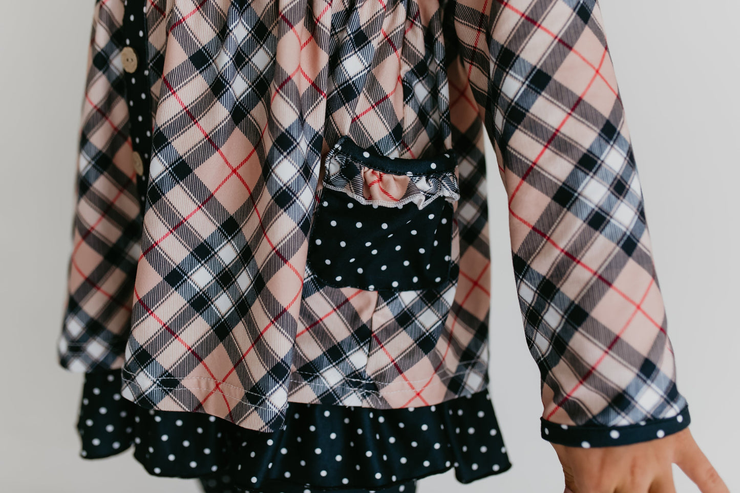 Tan Plaid Button Set