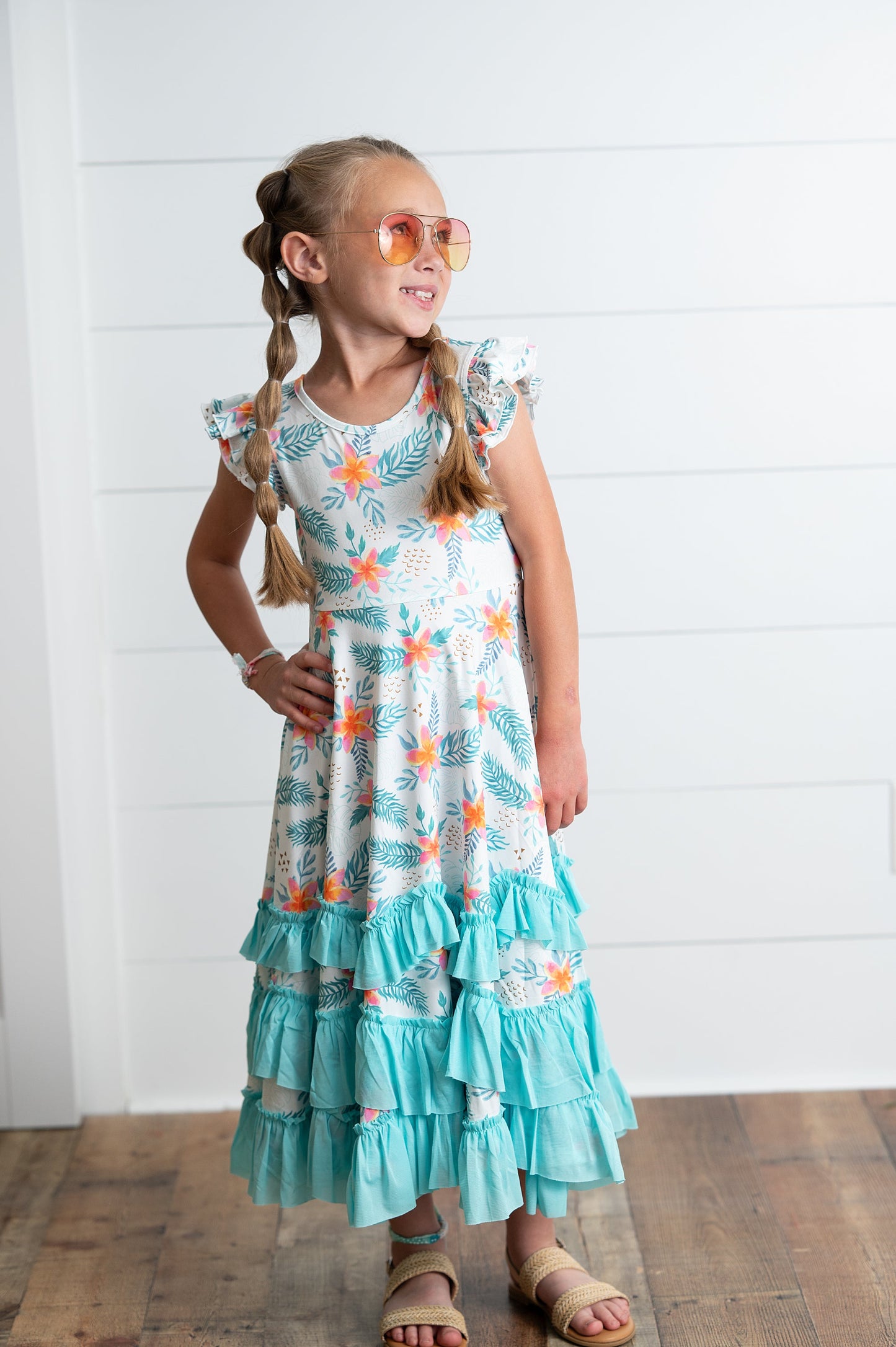 Tropical 3 Ruffles Dress