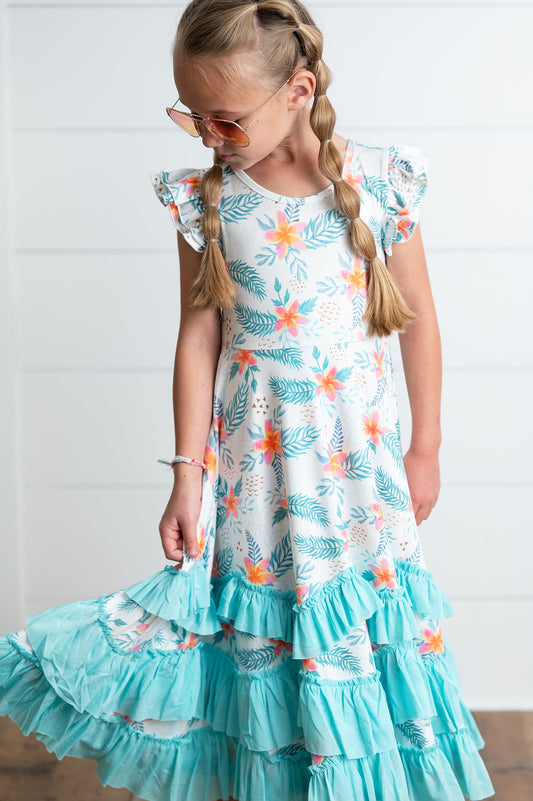 Tropical 3 Ruffles Dress