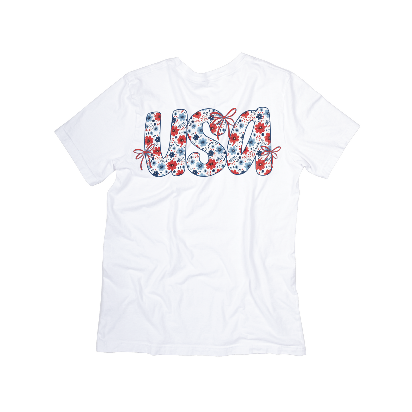 USA Floral Firework Tee – 4th of July Patriotic Shirt