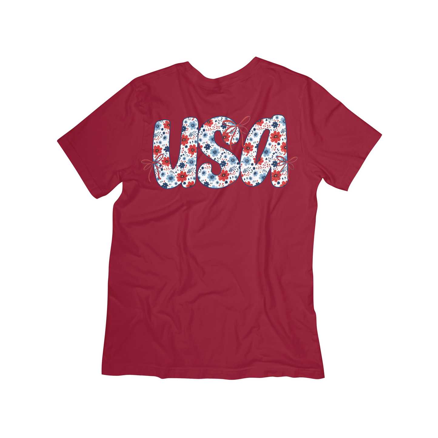 USA Floral Firework Tee – 4th of July Patriotic Shirt