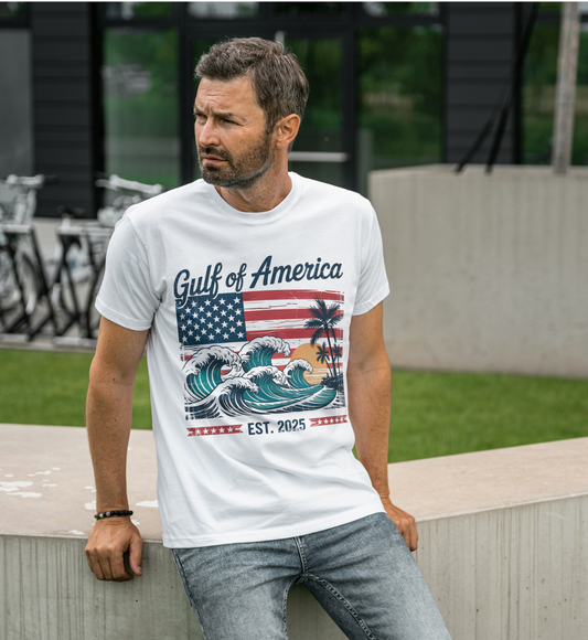 Gulf of America Vintage Flag Tee – Patriotic Beach Shirt (Est. 2025)