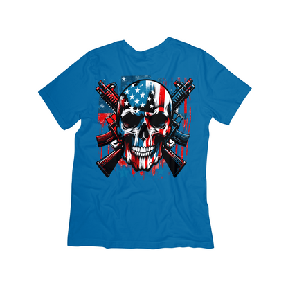 Patriotic Skull & Rifles Tee – American Flag 2nd Amendment Shirt