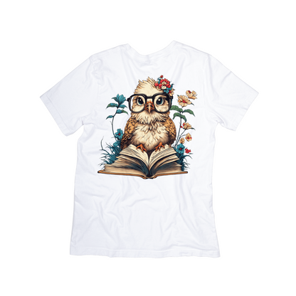 Bookish Owl Floral Tee – Cute Owl Shirt for Book Lovers & Teachers
