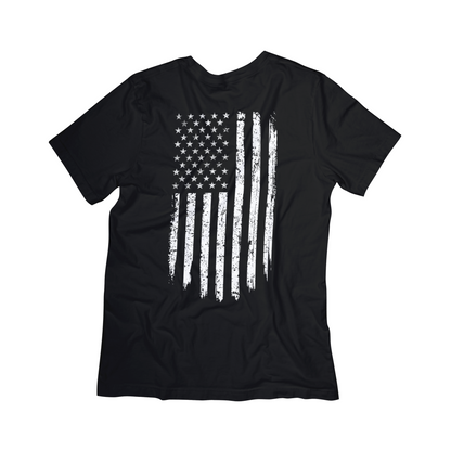 Distressed Vertical American Flag Graphic Tee – Patriotic USA Shirt