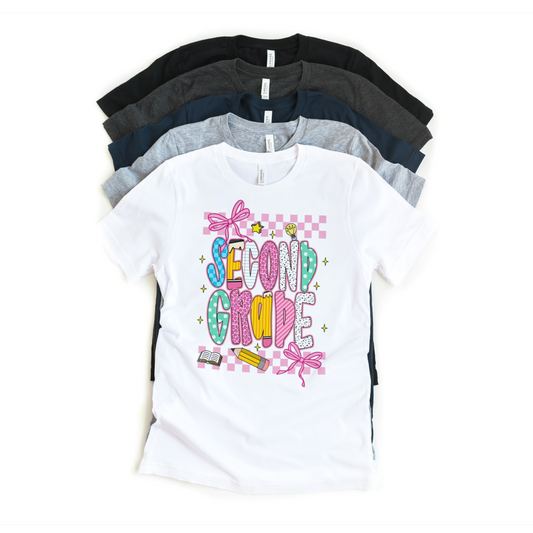 Hello Second Grade Tee – Fun Retro Style for Teachers