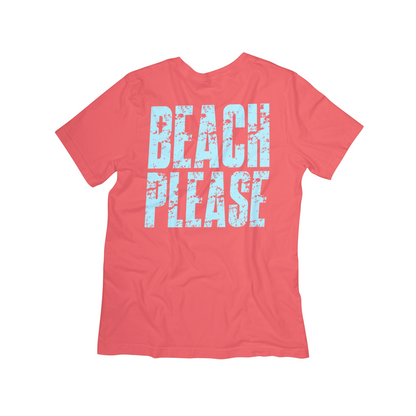 Beach Please Distressed Lettering Summer Tee – Funny Coastal Graphic Shirt