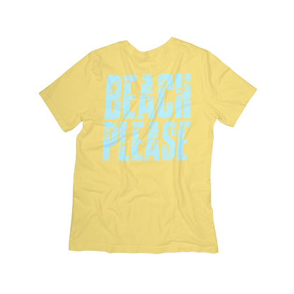 Beach Please Distressed Lettering Summer Tee – Funny Coastal Graphic Shirt