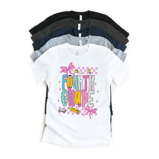 Hello Fourth Grade Tee – Colorful Back to School Shirt for Teachers