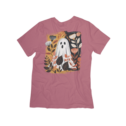 Boho Floral Ghost Tee – Cute Fall Halloween Shirt for Women
