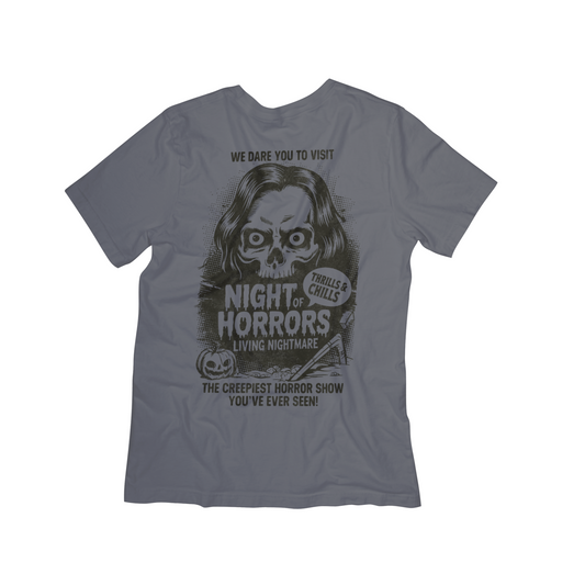 Night of Horrors T-Shirt – Vintage Scary Movie Halloween Shirt