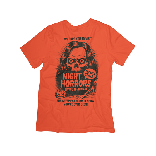 Night of Horrors T-Shirt – Vintage Scary Movie Halloween Shirt