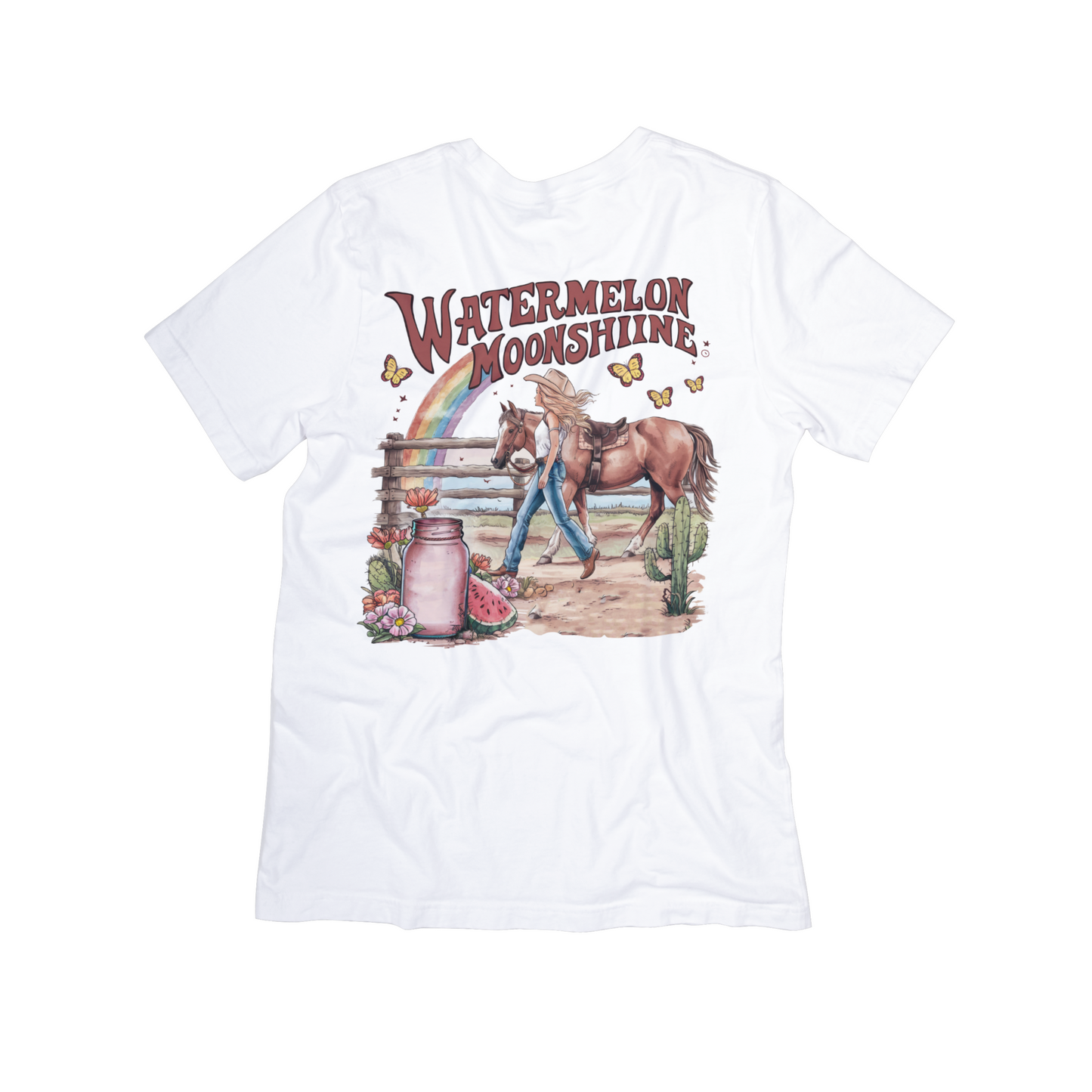 Watermelon Moonshine Graphic Tee – Western Cowgirl Summer T-Shirt