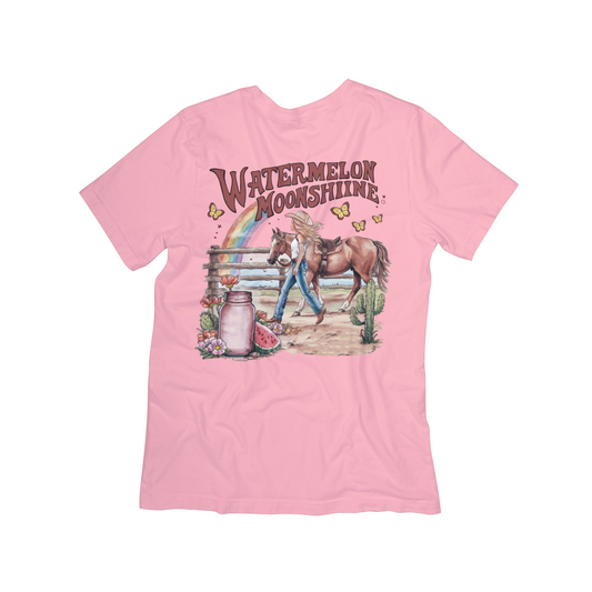 Watermelon Moonshine Graphic Tee – Western Cowgirl Summer T-Shirt
